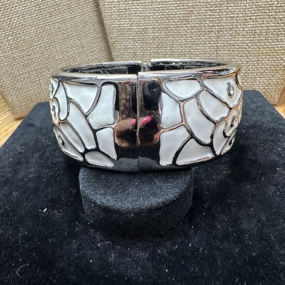 Sequin Nordstrom Multicolor Silver Tone Statement Enamel Bangle Bracelet #573 - Picture 3 of 3